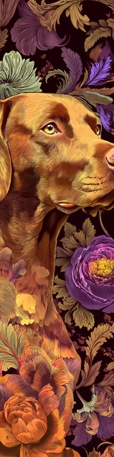 Free printable dog bookmark featuring brown lab floral bookmark